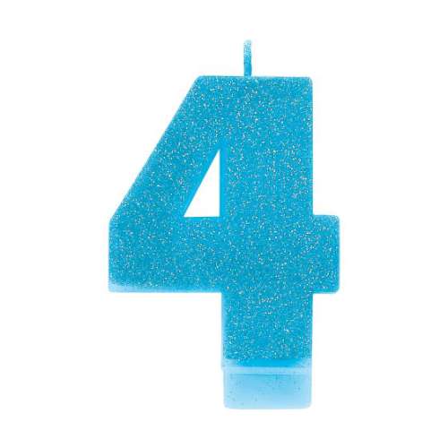 Sparkly Blue Candle - No 4 - Click Image to Close